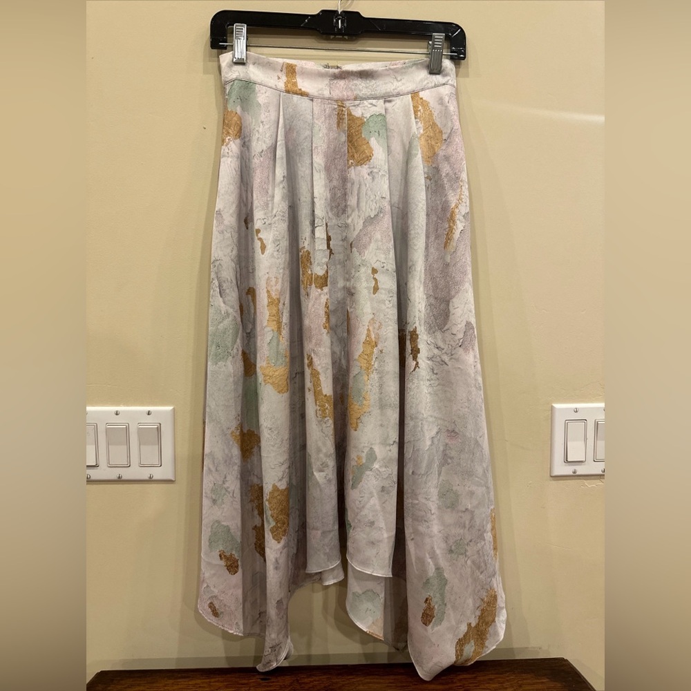 All Saints size 2 Soft Greta Paola Printed Four Point Asymmetric Midi Skirt